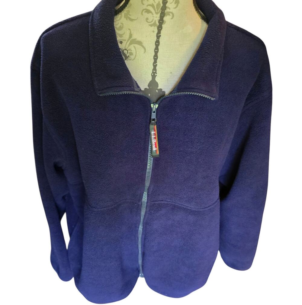 L.L. Bean Navy Blue Fleece Zip Up Size XL Reg